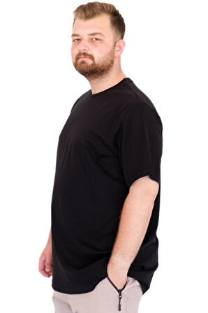 Mode XL Büyük Beden Erkek T-Shirt Bisiklet Yaka U25035 Siyah