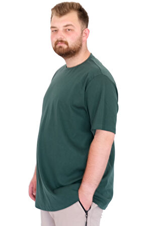 Mode XL Büyük Beden Erkek T-Shirt Bisiklet Yaka U25035 Nefti