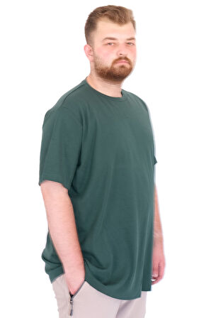 Mode XL Büyük Beden Erkek T-Shirt Bisiklet Yaka U25035 Nefti