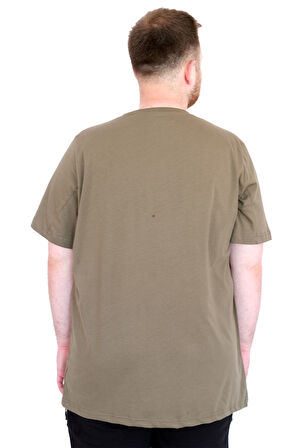 Mode XL Büyük Beden Erkek T-Shirt Bisiklet Yaka BOSTON U25037 Haki