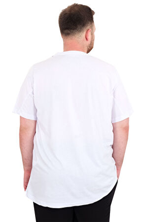 Mode XL Büyük Beden Erkek T-Shirt Bisiklet Yaka ORIGINALS U25038 Beyaz