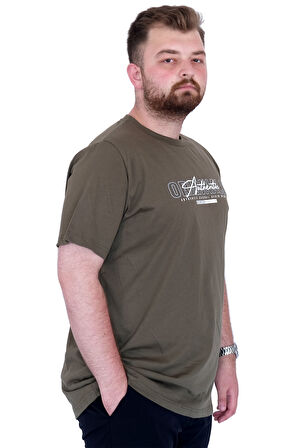 Mode XL Büyük Beden Erkek T-Shirt Bisiklet Yaka ORIGINALS U25038 Haki