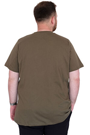 Mode XL Büyük Beden Erkek T-Shirt Bisiklet Yaka ORIGINALS U25038 Haki