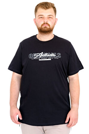 Mode XL Büyük Beden Erkek T-Shirt Bisiklet Yaka ORIGINALS U25038 Lacivert