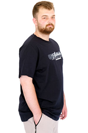 Mode XL Büyük Beden Erkek T-Shirt Bisiklet Yaka ORIGINALS U25038 Lacivert