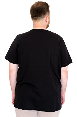 Mode XL Büyük Beden Erkek T-Shirt Bisiklet Yaka ORIGINALS U25038 Siyah