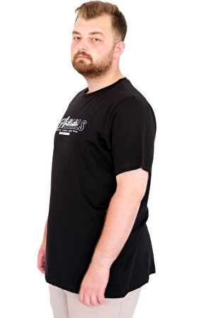Mode XL Büyük Beden Erkek T-Shirt Bisiklet Yaka ORIGINALS U25038 Siyah