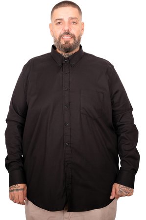 Mode XL Büyük Beden Erkek Gabardin Gömlek Cepli 25604 sıyah