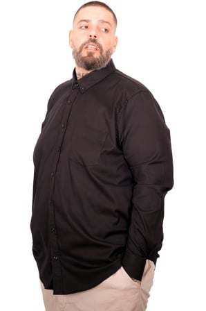 Mode XL Büyük Beden Erkek Gabardin Gömlek Cepli 25604 sıyah