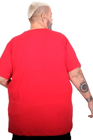 Mode XL Büyük Beden Erkek Basic V Yaka T-Shirt 20150 KIRMIZI
