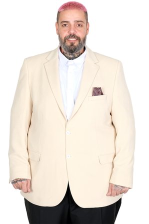 Mode XL Büyük Beden Erkek Mendi Blazer Ceket 26020 BEJ