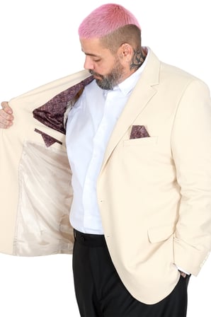 Mode XL Büyük Beden Erkek Mendi Blazer Ceket 26020 BEJ