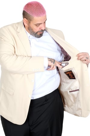 Mode XL Büyük Beden Erkek Mendi Blazer Ceket 26020 BEJ