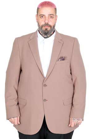 Mode XL Büyük Beden Erkek Mendi Blazer Ceket 26020 VIZON