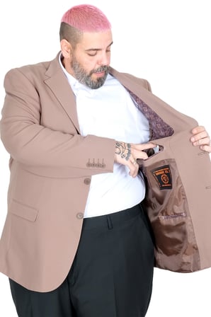 Mode XL Büyük Beden Erkek Mendi Blazer Ceket 26020 VIZON