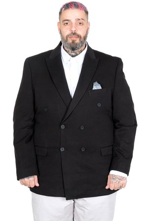 Mode XL Büyük Beden Erkek Kruvaze Blazer Ceket 26021 SIYAH