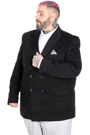 Mode XL Büyük Beden Erkek Kruvaze Blazer Ceket 26021 SIYAH