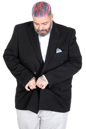 Mode XL Büyük Beden Erkek Kruvaze Blazer Ceket 26021 SIYAH