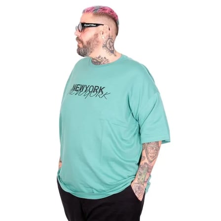 Büyük Beden Unisex Bisiklet Yaka Tshirt New York 26204 ÇAĞLA ÇAĞLA / 6XL