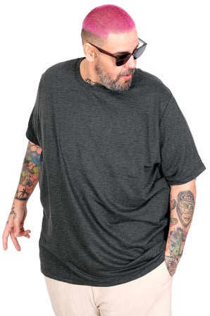 Mode XL Büyük Beden T-Shirt Orta Kalın Basic U26200 ANTRASIT