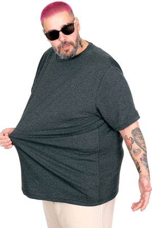 Mode XL Büyük Beden T-Shirt Orta Kalın Basic U26200 ANTRASIT