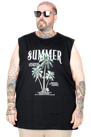 Mode XL Büyük Beden Atlet Baskılı Summer U26010 SIYAH