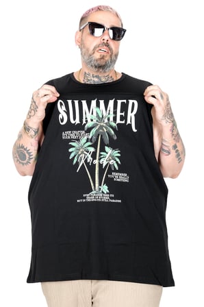 Mode XL Büyük Beden Atlet Baskılı Summer U26010 SIYAH