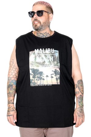 Mode XL Büyük Beden Atlet Baskılı Malıbu Beach U26012 SIYAH