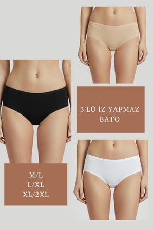 3LÜ SET KÜLOT-SİYAH-BEYAZ-TEN DOR2851 ÇOK RENKLİ L-XL