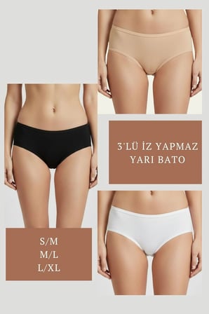 3LÜ SET KÜLOT-SİYAH-BEYAZ-TEN DOR2850 SİYAH L/XL
