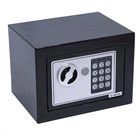 Elektronik Şifreli Anahtarlı Mini Kasa T17 Çelik Kasa 23x17x17 cm 2 Anahtar + 2 Çelik Dübel