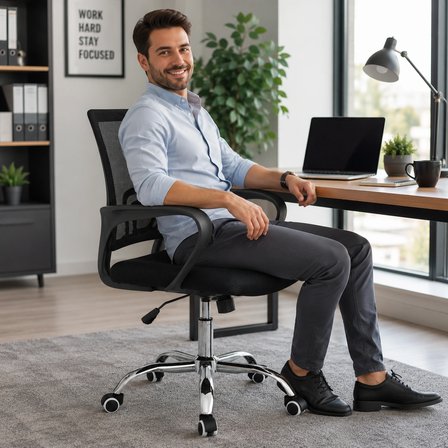 Ergonomik Fileli Ofis Koltuğu Konforlu Döner Çalışma Sandalyesi Lüx Ofis Sandalyesi Tekerlekli