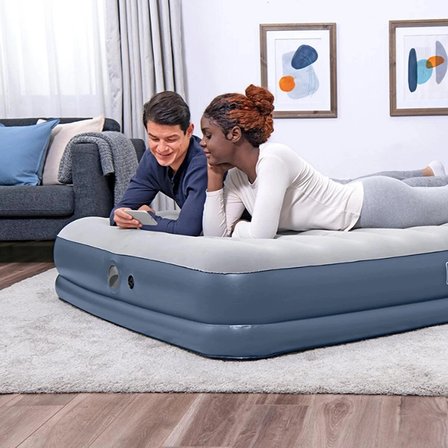 Çift Kişilik Şişme Yatak 203x152x36 cm USB Şarjlı Dahili Pompalı Hava Yatağı 300 Kg Taşıma Kapasiteli