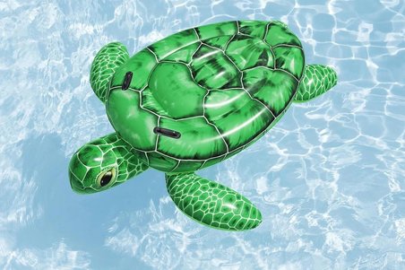 🐢 Şişme Deniz Kaplumbağası Deniz Yatağı 153x140 cm – Yetişkin ve Çocuklar İçin Dev Havuz ve Deniz Yatağı