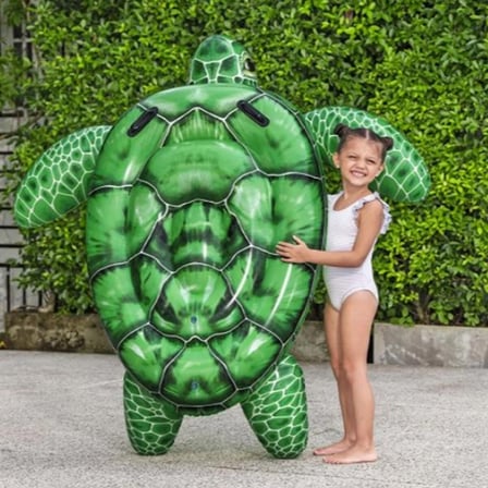 🐢 Şişme Deniz Kaplumbağası Deniz Yatağı 153x140 cm – Yetişkin ve Çocuklar İçin Dev Havuz ve Deniz Yatağı