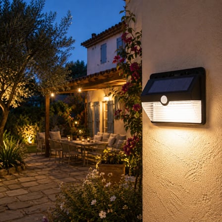 Hareket Sensörlü Solar LED Duvar Apliği Dış Mekan Bahçe Lambası Siyah