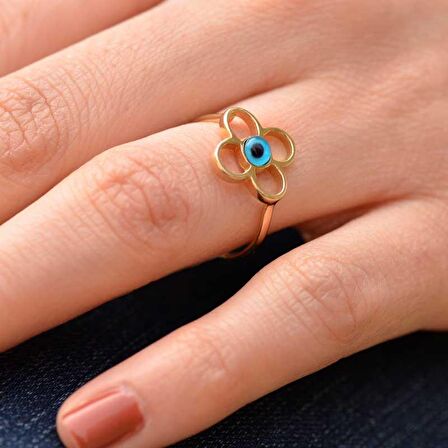 Nazar Boncuklu Çiçek Yüzük