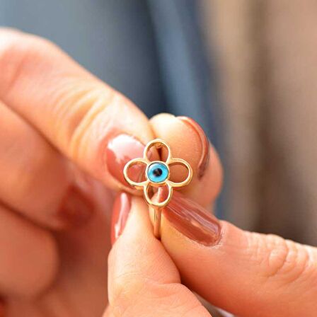 Nazar Boncuklu Çiçek Yüzük