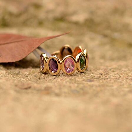 14k Altın Renkli Taşlı Yüzük