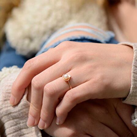 14k Altın İnci Eklem Yüzük