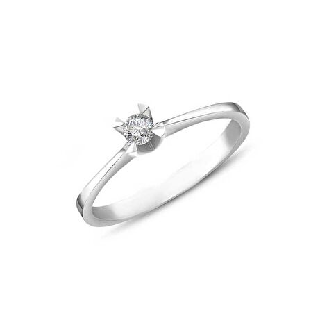 0.11ct Pırlanta Tektaş Yüzük-18k