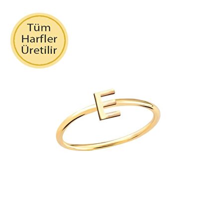 14 Ayar Altın E Harf Yüzük