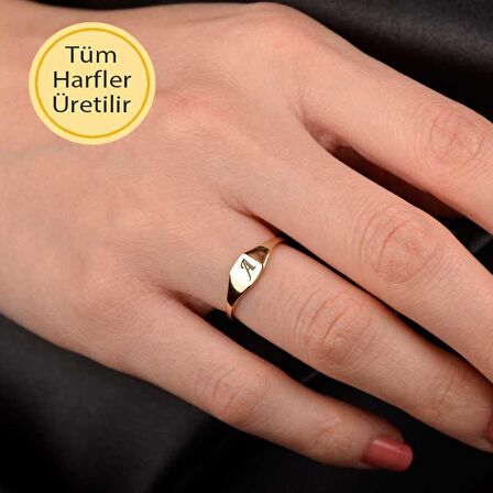 14 Ayar Sade Altın A Harf Yüzük