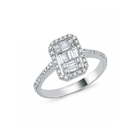 0.80ct Pırlanta Baget Yüzük