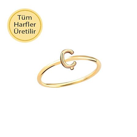 14 Ayar Altın Ç Harfli Yüzük