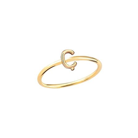 14 Ayar Altın Ç Harfli Yüzük