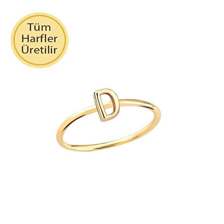 14 Ayar Altın D Harfli Yüzük