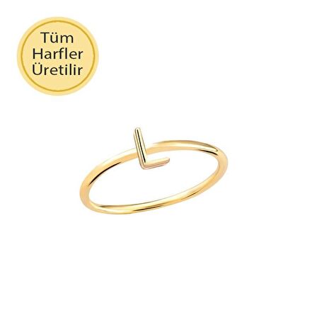 14 Ayar Altın L Harfli Yüzük