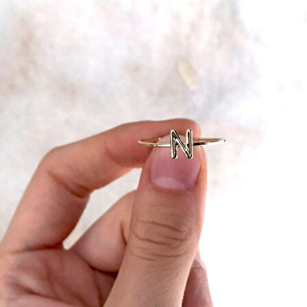 14 Ayar Altın N Harf Yüzük