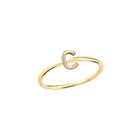 14 Ayar Altın C Harfli Yüzük